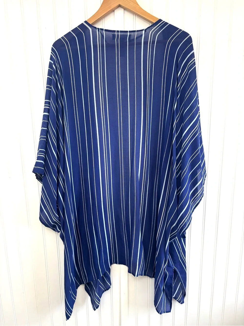 Nordstrom Blue Striped Sheer Kimono Cardigan Cover Up One Size